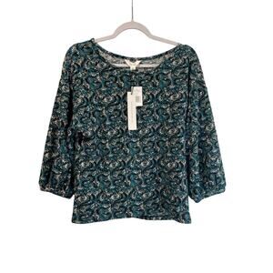 Nicole Miller New York Women’s Long Sleeve Pullover Black Daisy Vine Top NWT